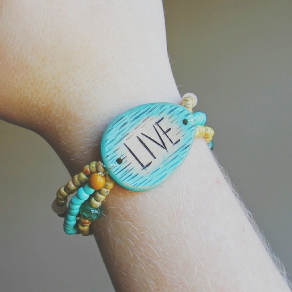 Live ~ a handmade boho stretch bracelet. - Picture 4 of 4